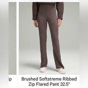 Lululemon size 8 Expresso brushed soft stream ribbed zip flare pants